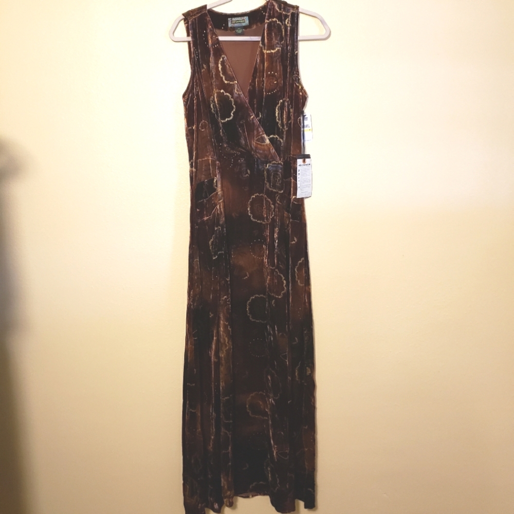 NWT 2OH THREADS & 2 OLD HIPPIES BROWN GOLD NAVY BLUE BOHO GYPSY RAYLON AND SILK
